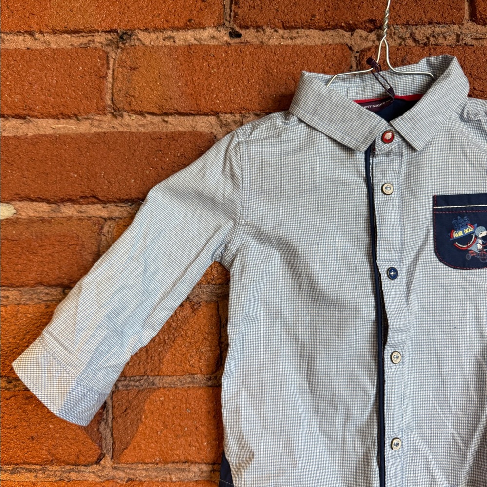 Children's Blue Checkered Button-Down Shirt
